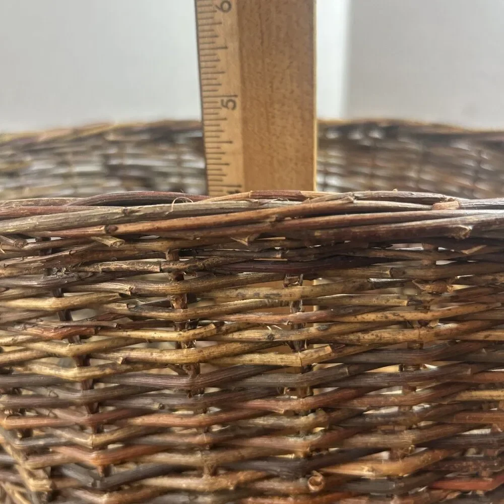Rustic Woven Basket With Handles Farmhouse Rustic Storage Decor 10x7x4.75in Bin